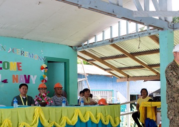 NMCB-5 attends the Sama Sama Children's Learning Center groundbreaking ceremony at Kamuing Elementary School in Palawan, Philippines