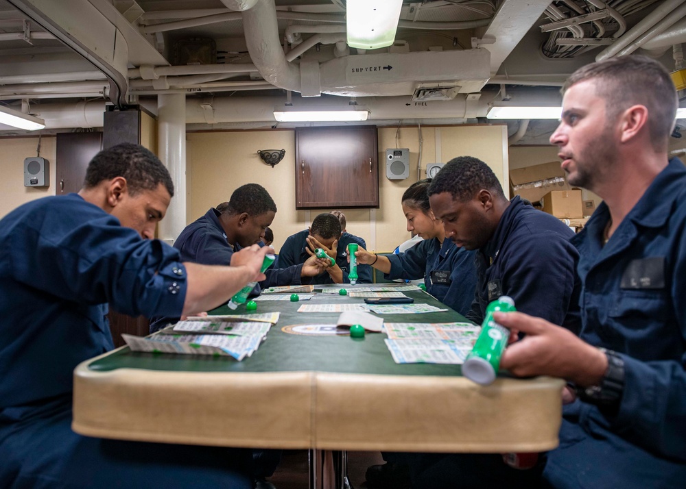 USS Normandy Sailors Play Bingo