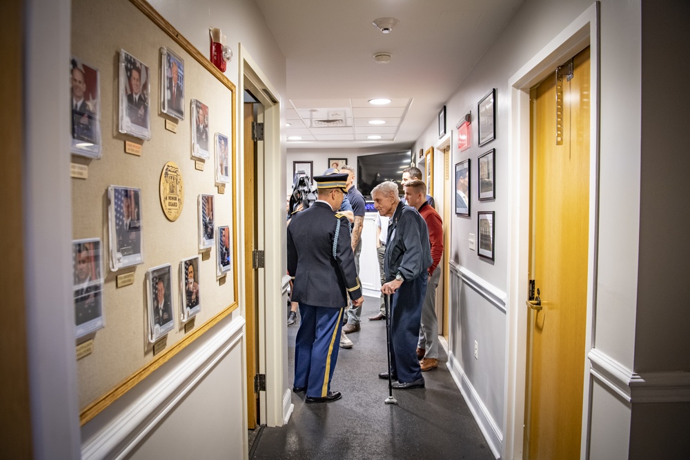 Jack Eaton, the Oldest Living Tomb Guard Sentinel at 100 years old, visits the Tomb of the Unknown Soldier at ANC