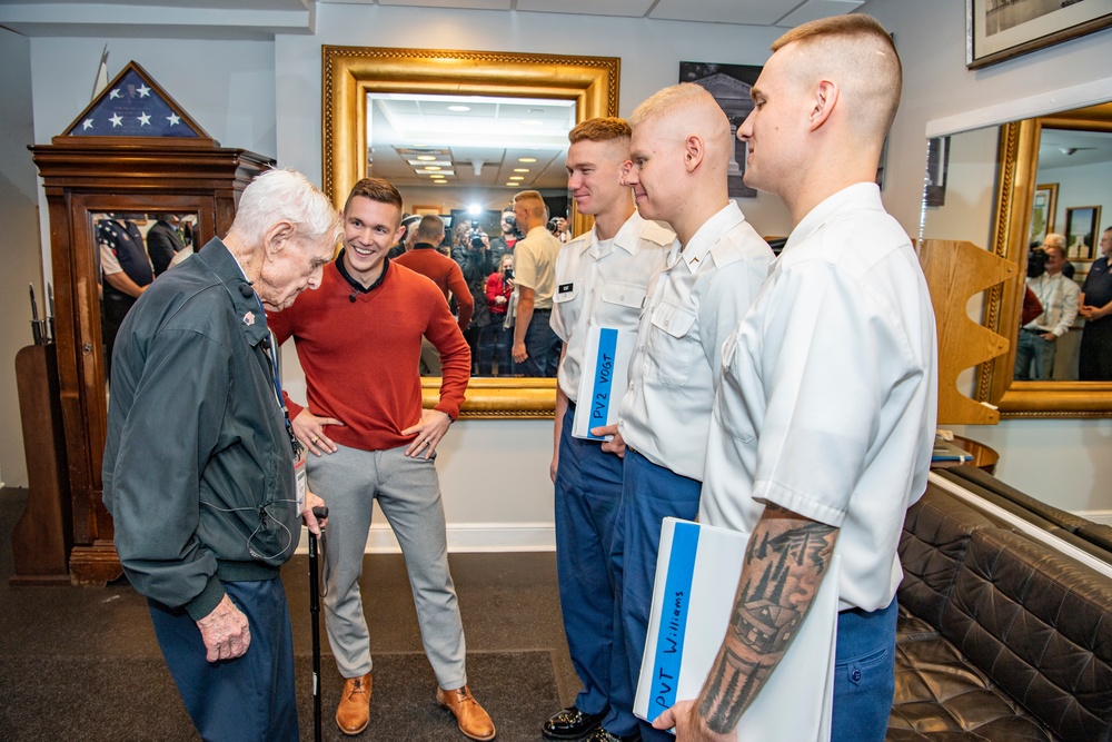 Jack Eaton, the Oldest Living Tomb Guard Sentinel at 100 years old, visits the Tomb of the Unknown Soldier at ANC