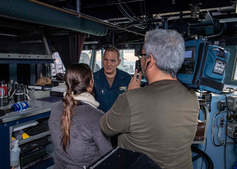 U.S. Navy Rear Adm. Edward Cashman Conducts a Media Interview