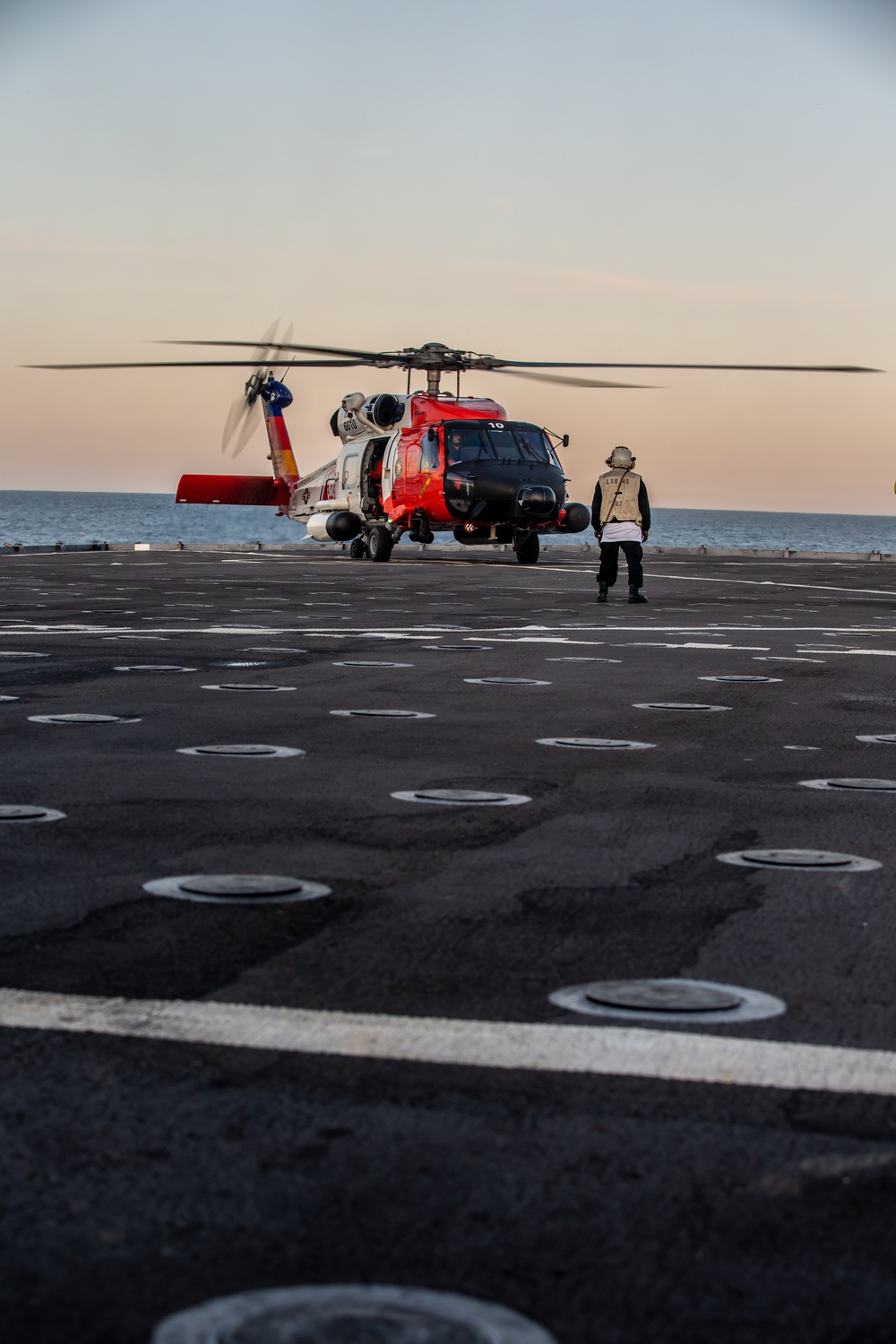 Flight Operations at Dusk on the USS Comstock