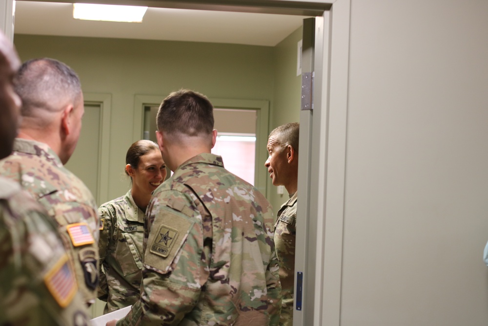 Sgt. Major of the Army Micheal A. Grinston visits 1st Theater Sustainment Command barracks