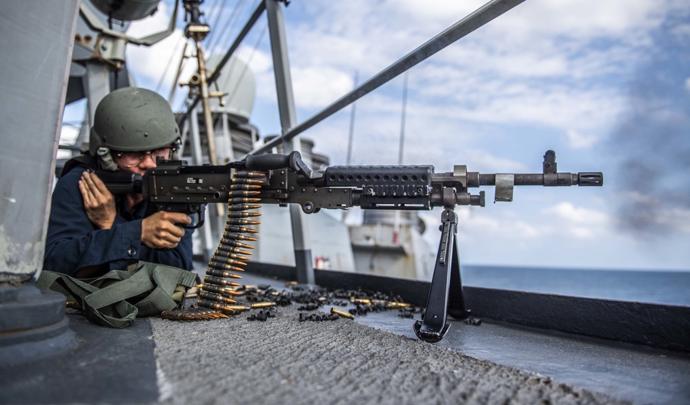 Sailors Aboard USS Milius (DDG 69) Participate in a Live-Fire Gunnery Exercise
