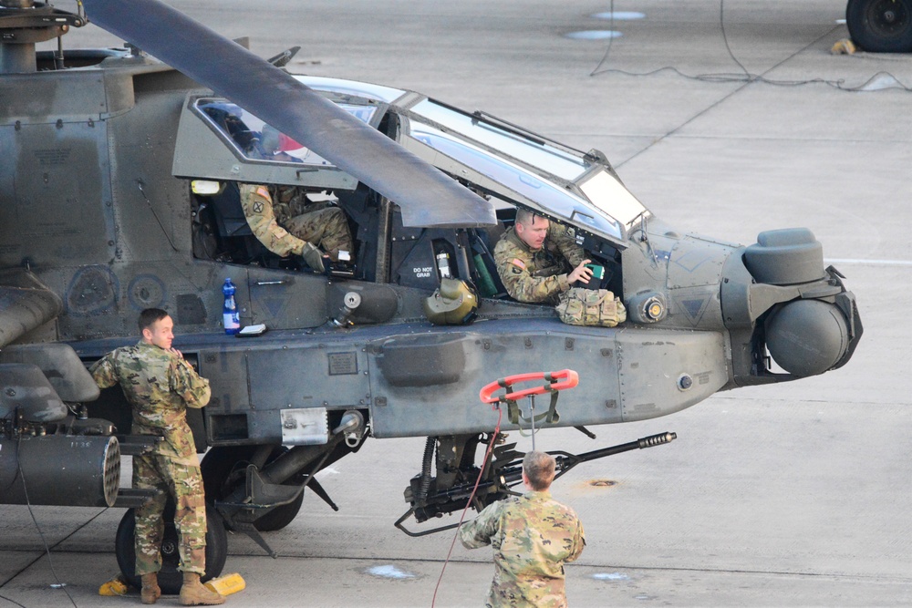 3rd Combat Aviation Brigade helicopters arrive at Illesheim Army Airfield, Germany