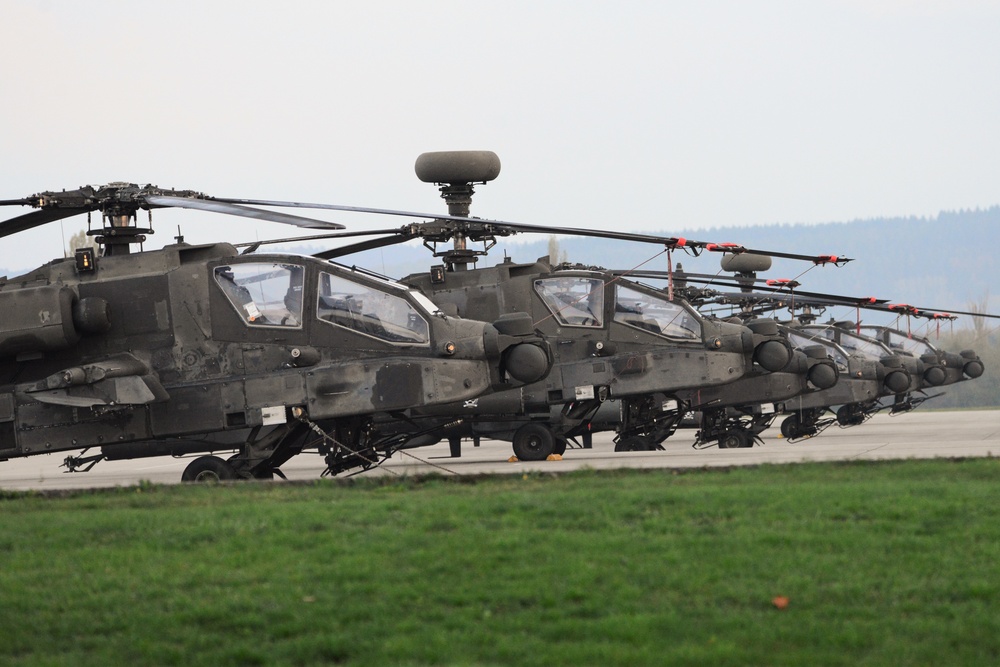 3rd Combat Aviation Brigade helicopters arrive at Illesheim Army Airfield, Germany