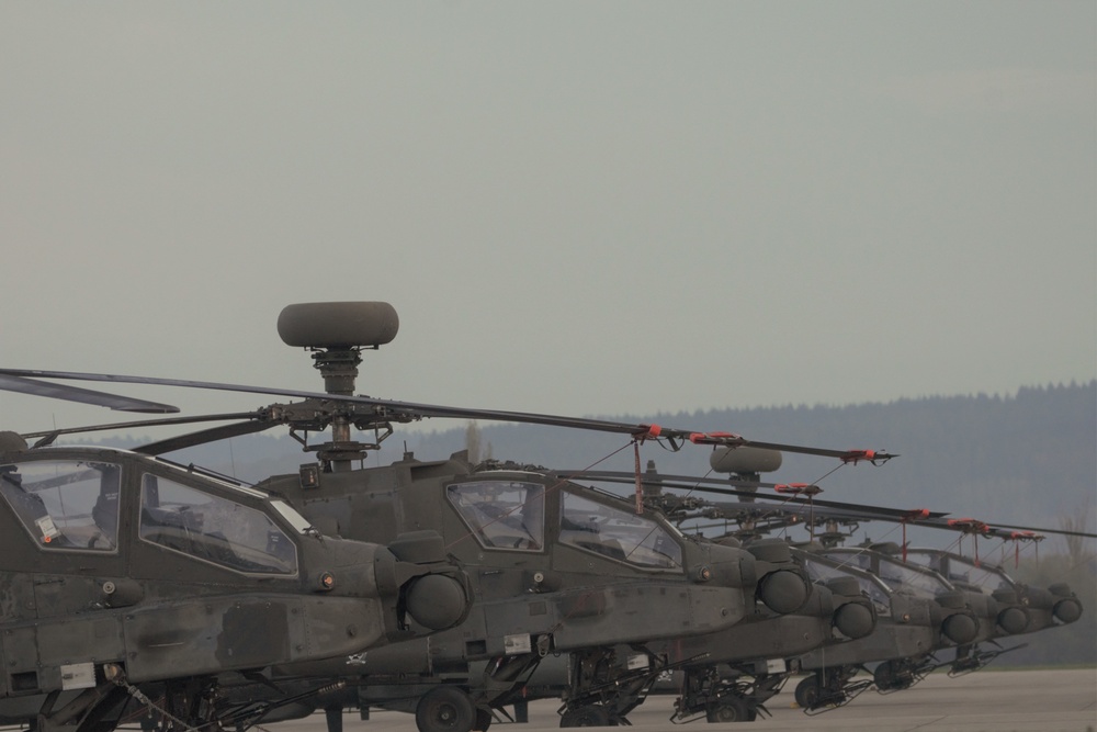 3rd Combat Aviation Brigade helicopters arrive at Illesheim Army Airfield, Germany