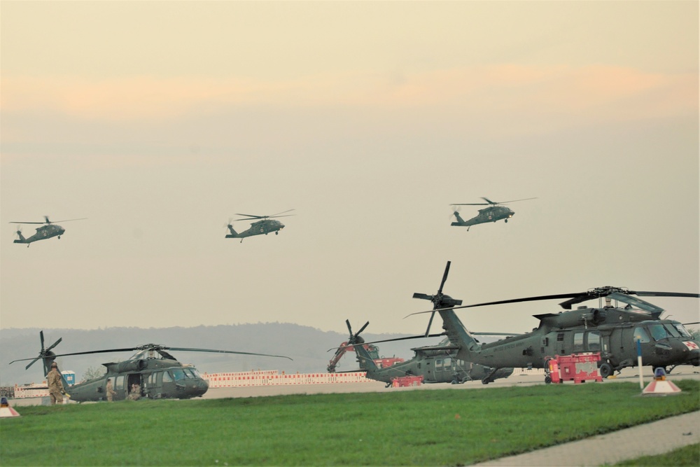 3rd Combat Aviation Brigade helicopters arrive at Illesheim Army Airfield, Germany