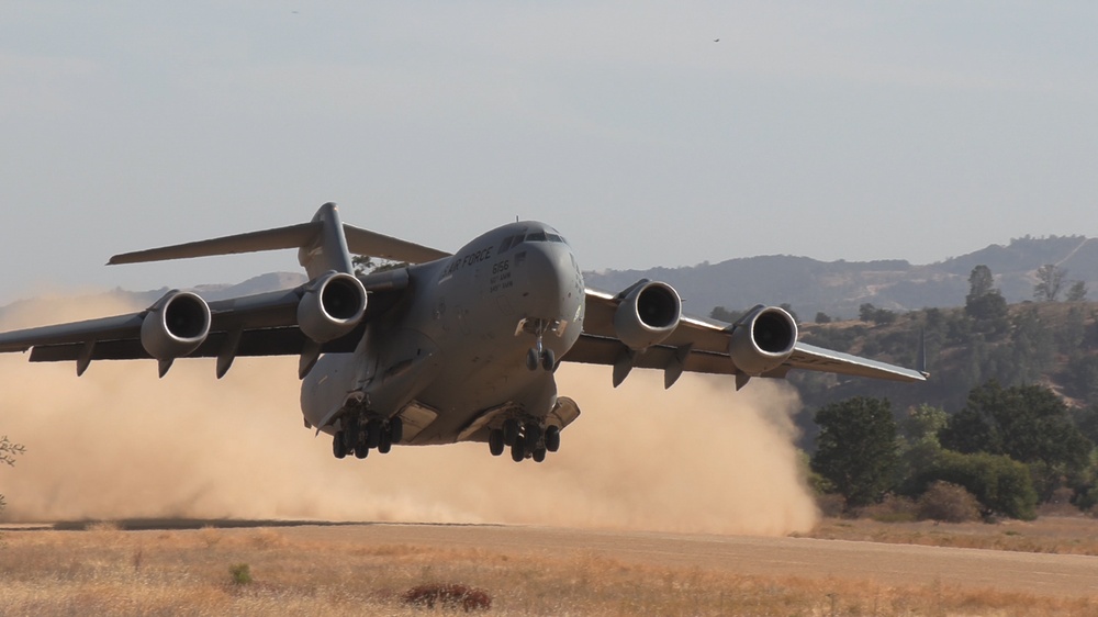 C-17 Lifts Off From Dirt Runway