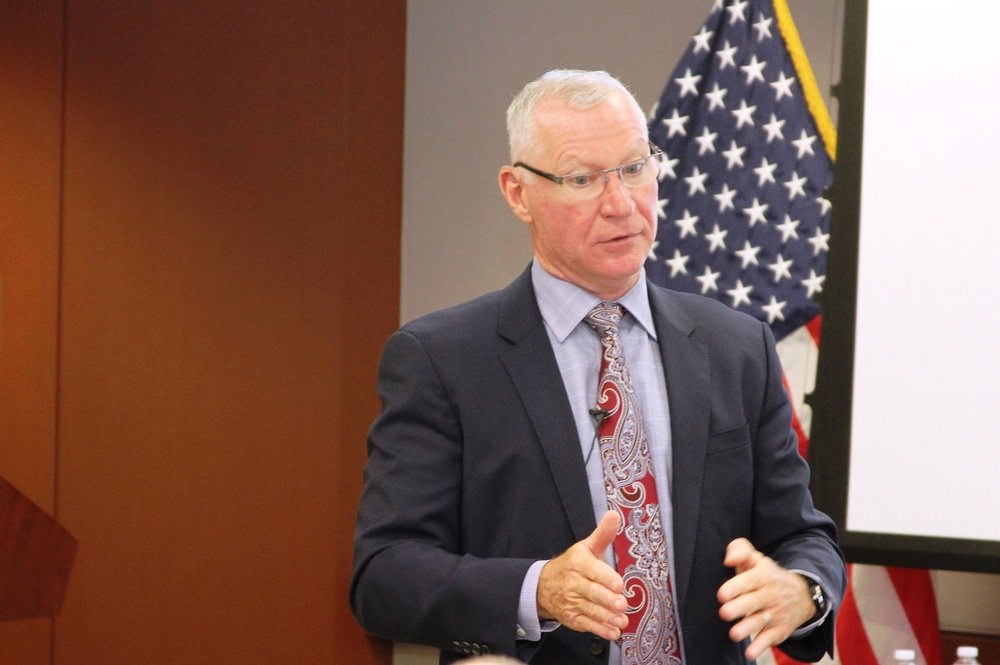 Stuart Hazlett, Deputy Assistant Secretary of the Army (Procurement), led a spirited session at the USACE Kansas City District Fall Training
