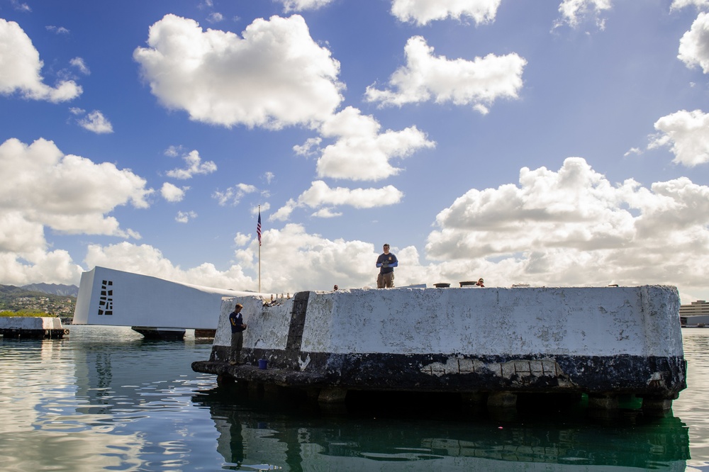 Navy Mustang Association Hawaii Chapter Cleans Up Pearl Harbor Mooring Quays