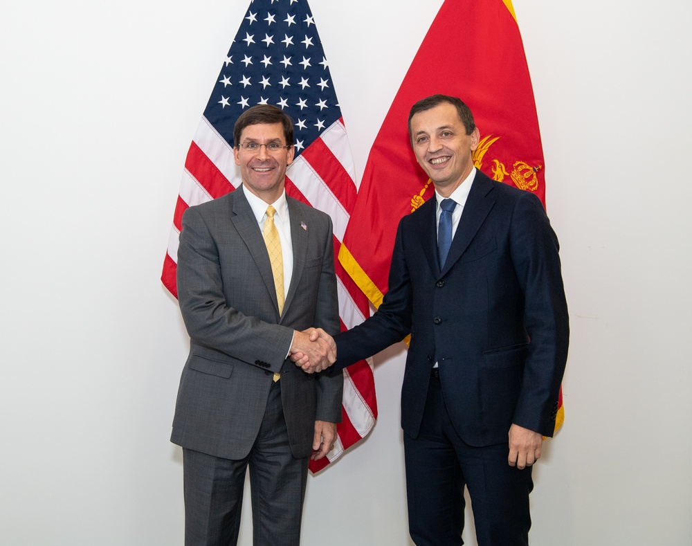 U.S. Defense Secretary Meets Montenegro Defense Minister at NATO Headquarters