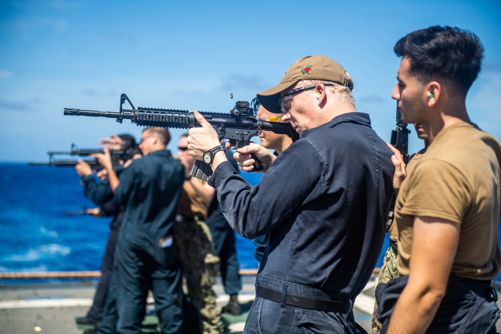 USS Harpers Ferry Conducts Small Arms Gun Shoot USS Harpers Ferry Conducts Small Arms Gun Shoot