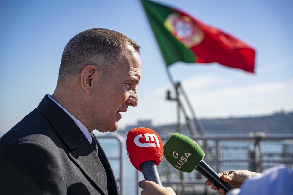 U.S. Navy Rear Adm. Edward Cashman Conducts an Interview