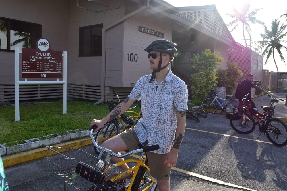 NMCB-5’s Detachment Diego Garcia participate in an MWR 24-mile bike ride