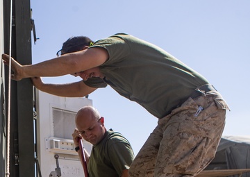 Logistics Marines Prepare Trucks for MWX 1-20