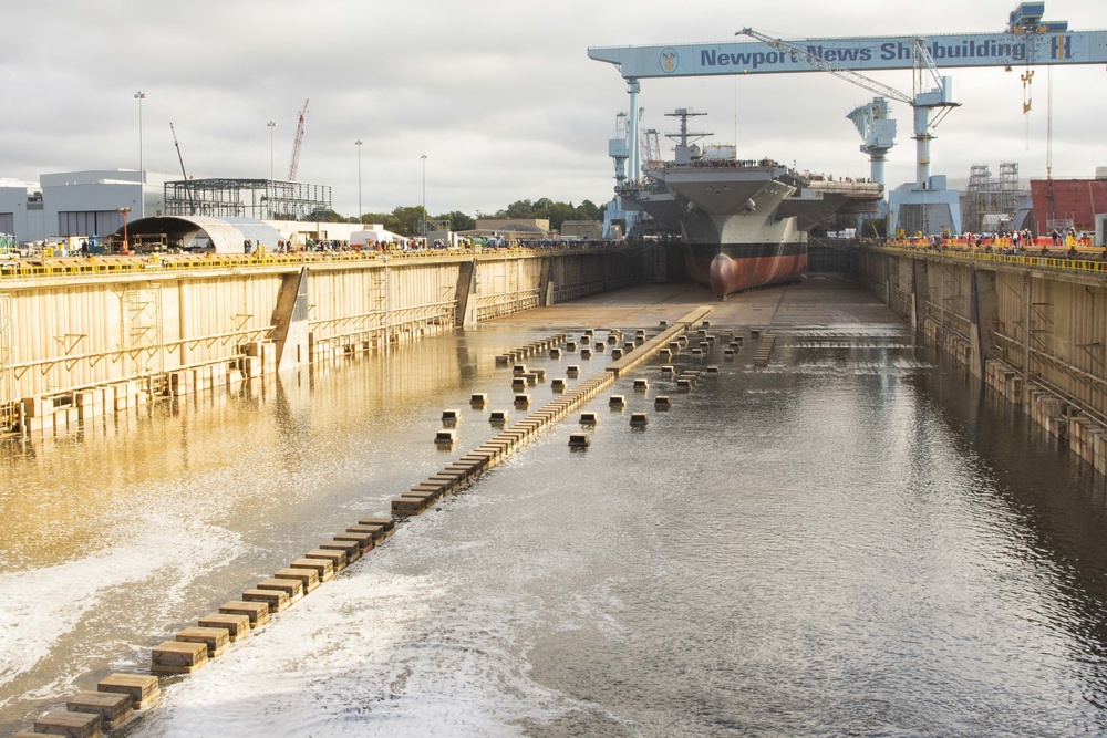 PCU John F. Kennedy Crew Marks another Milestone, Flooding of Dry Dock, and Prepares for Upcoming Christening