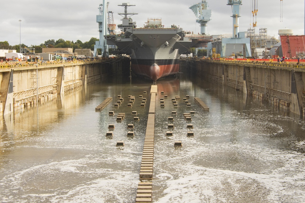 PCU John F. Kennedy Crew Marks another Milestone, Flooding of Dry Dock, and Prepares for Upcoming Christening