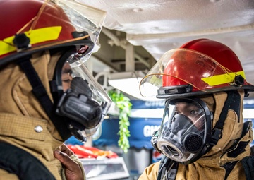 Sailors Aboard USS Milius (DDG 69) Participate in a Damage Control Drill