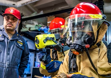 Sailors Aboard USS Milius (DDG 69) Participate in a Damage Control Drill