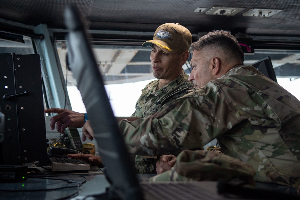 Members of the Joint Forces Staff College visit the aircraft carrier USS John C. Stennis (CVN 74)