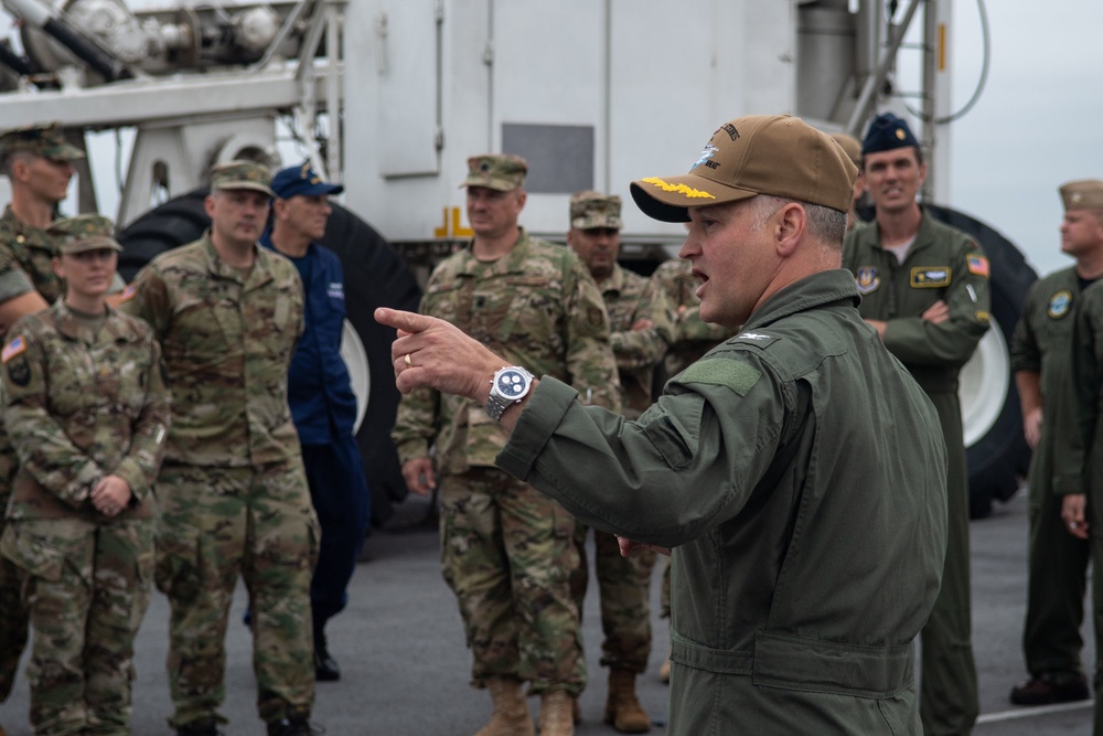 Members of the Joint Forces Staff College visit the aircraft carrier USS John C. Stennis (CVN 74)