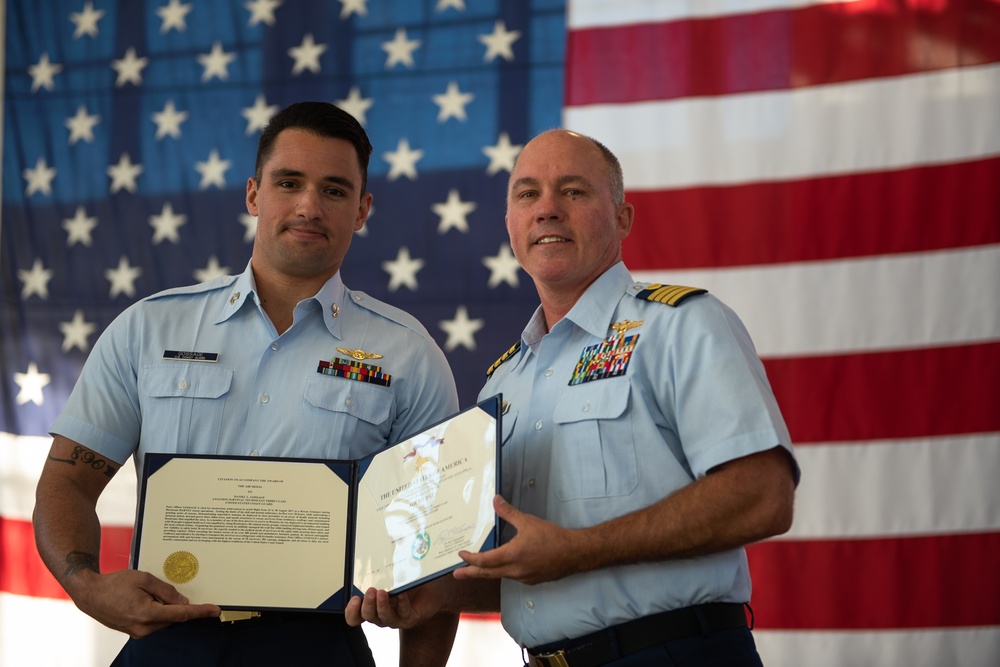 Coast Guard awards 2 service members with air medals from local rescue, hurricane deployment rescue