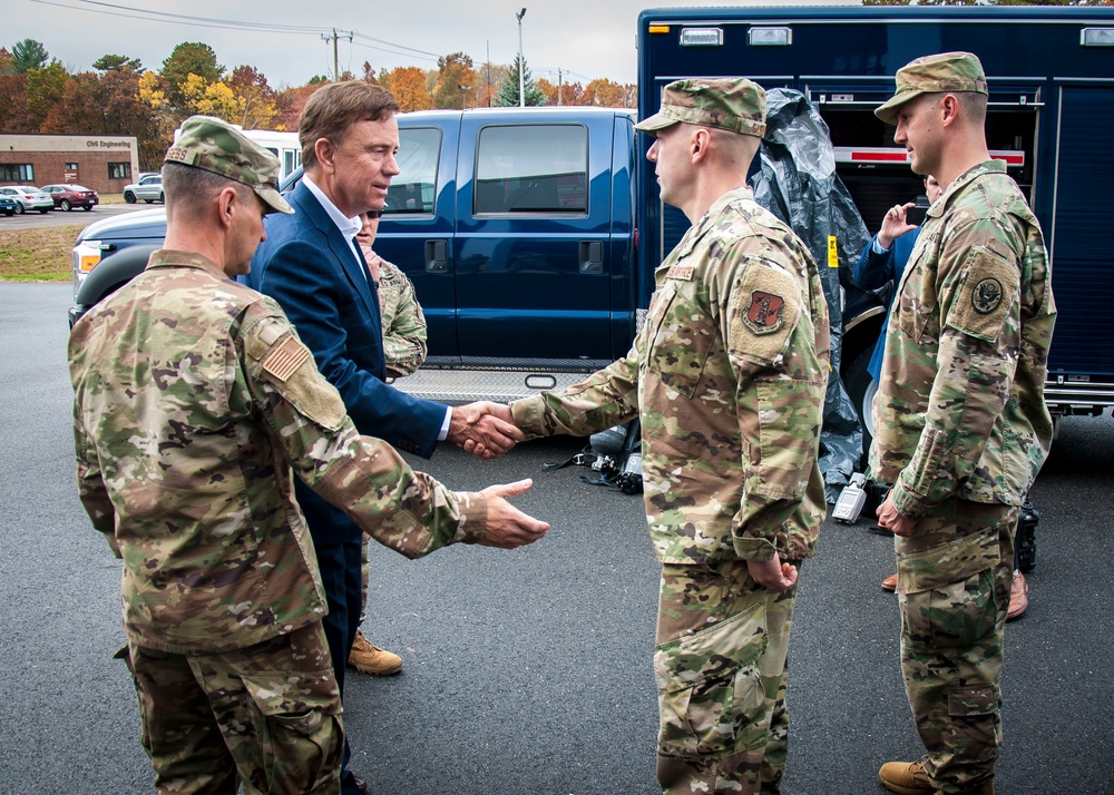 Gov. Lamont visits troops who assisted with B-17 crash recovery