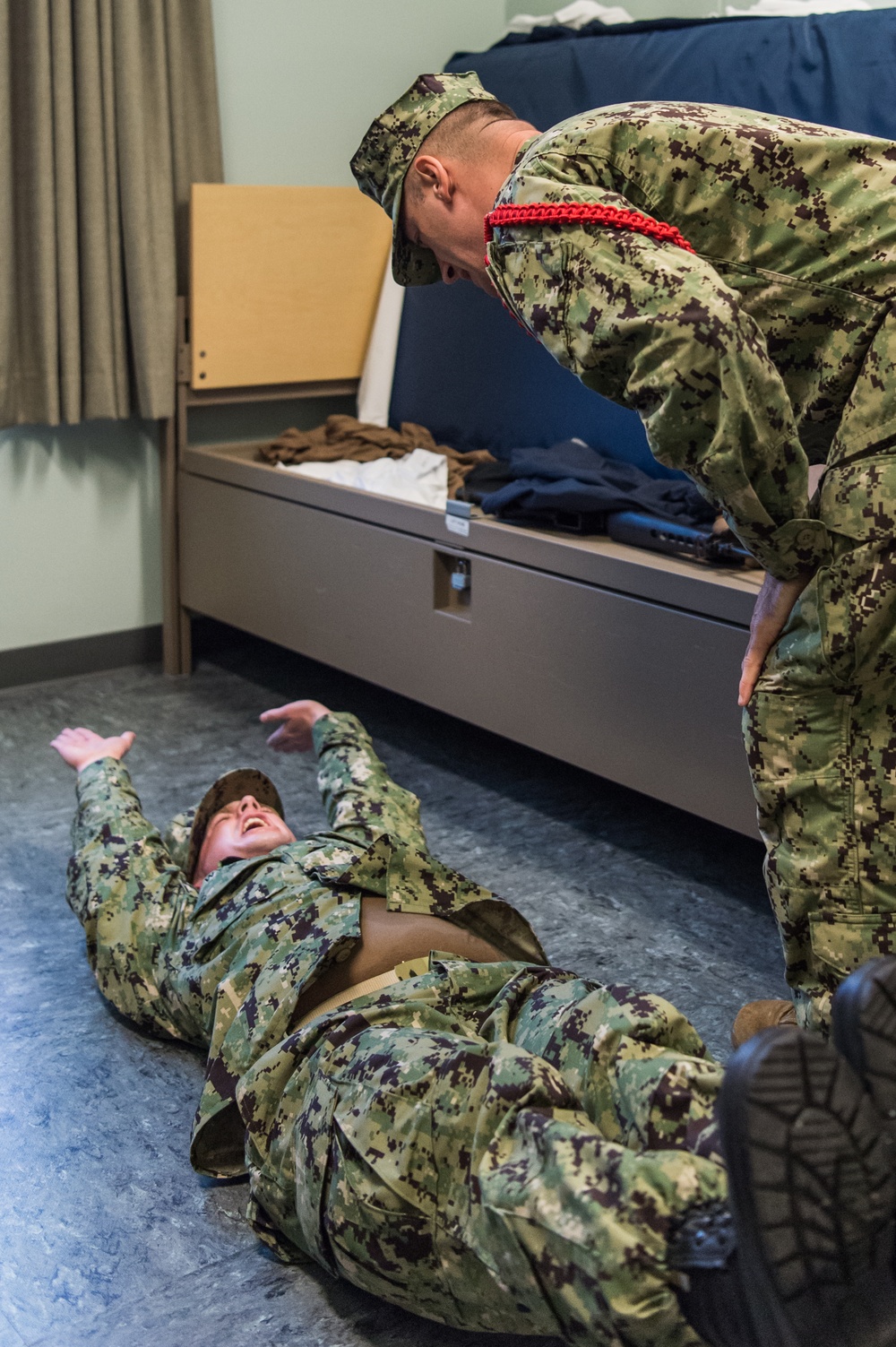 191031-N-TE695-0007 NEWPORT, R.I. (Oct. 31, 2019) -- Navy Officer Candidate School conducts Room, Locker and Personnel inspection