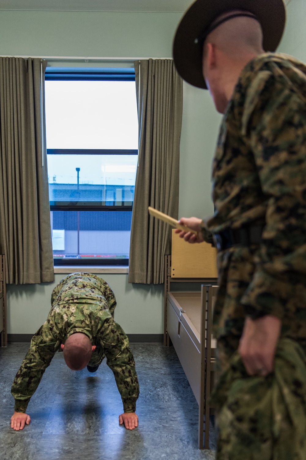 191031-N-TE695-0004 NEWPORT, R.I. (Oct. 31, 2019) -- Navy Officer Candidate School conducts Room, Locker and Personnel inspection