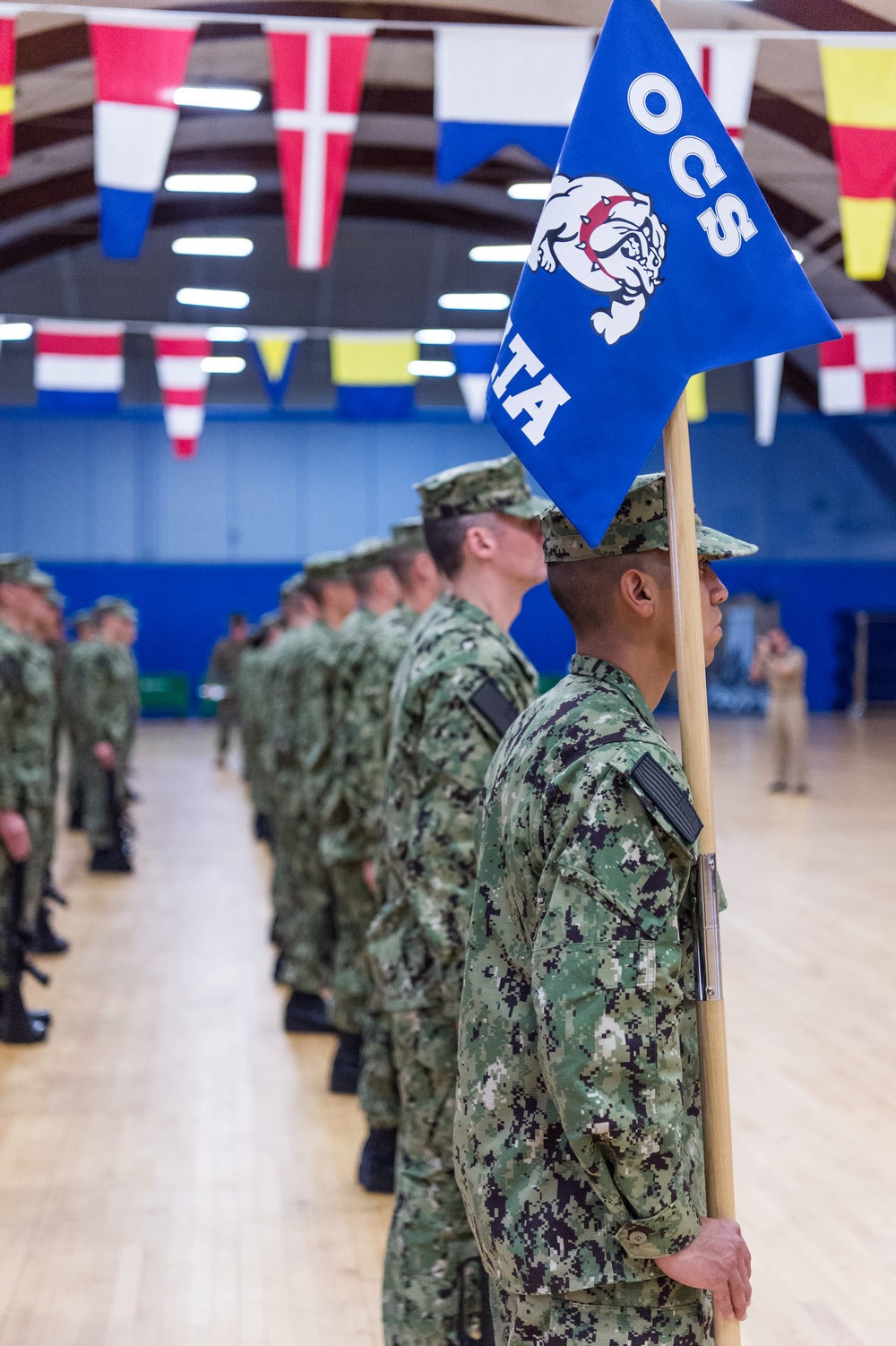 191031-N-TE695-0010 NEWPORT, R.I. (Oct. 31, 2019) -- Navy Officer Candidate School students perform drill and ceremony