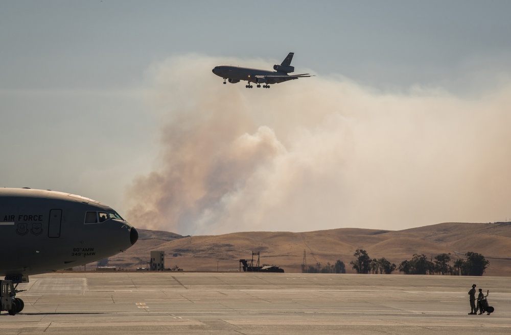 California wildfires burn outside Travis AFB