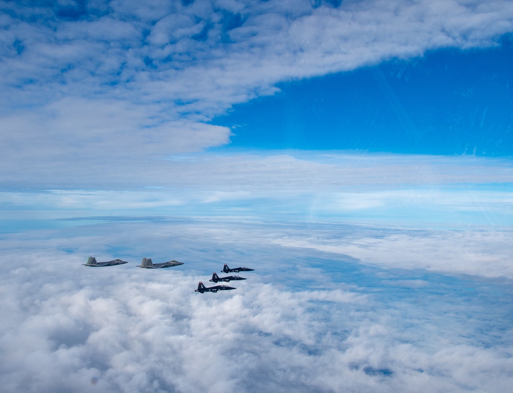 &quot;First to the Fight&quot;: F-22 Raptor and T-38 Talon train over Atlantic