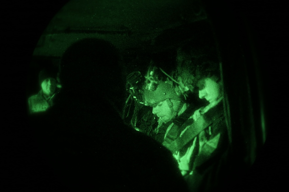 Soldiers assigned to 1-4 Infantry prepare for night Air Assault