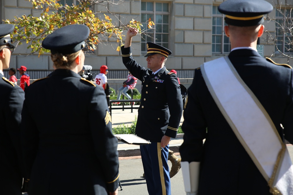 District of Columbia National Guard, 257th Army Band, marches in Washington National’s World Series Victory Parade