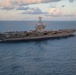 The aircraft carrier USS John C. Stennis (CVN 74) transits the Atlantic Ocean