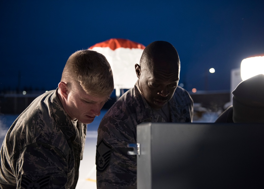 168th Civil Engineering Squadron Airmen light the night