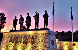 Morning light at Fort McCoy's Veterans Memorial Plaza