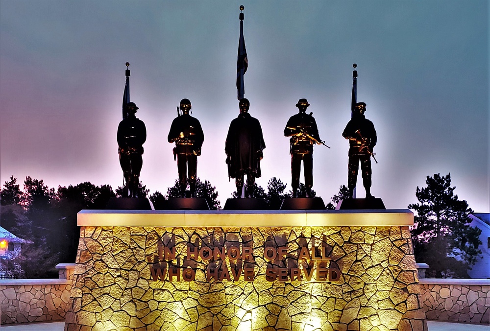 Morning light at Fort McCoy's Veterans Memorial Plaza