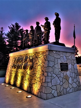 Morning light at Fort McCoy's Veterans Memorial Plaza