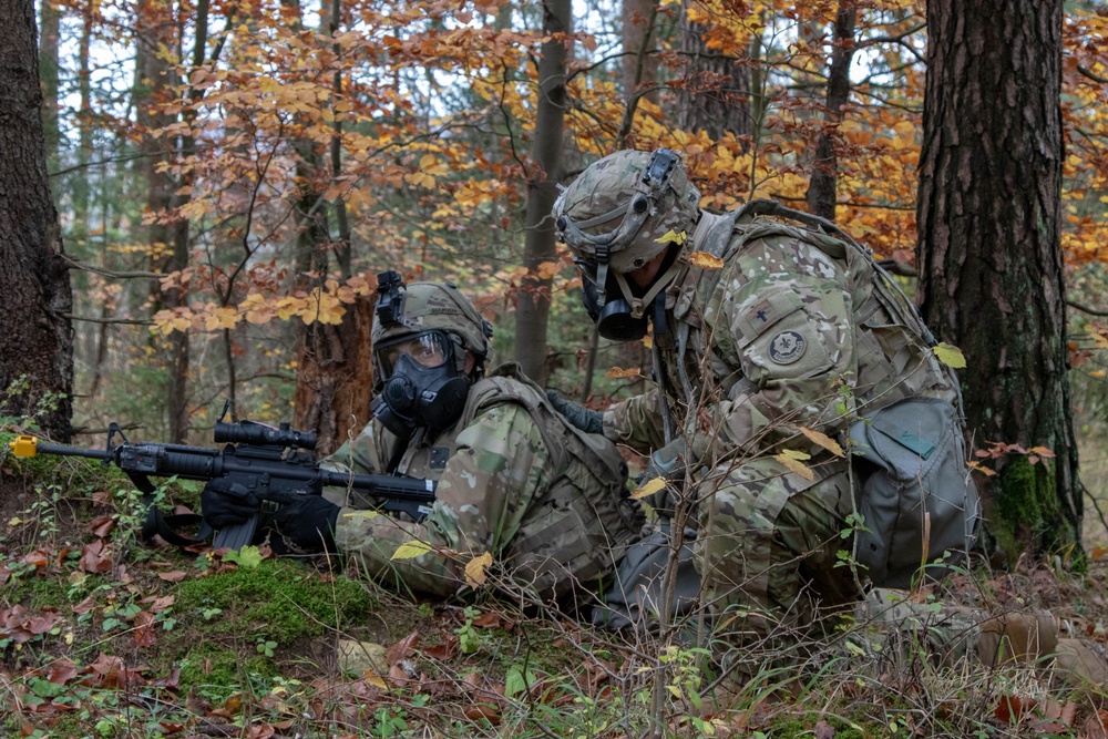 2CR Soldiers react to indirect fire during Dragoon Ready 20