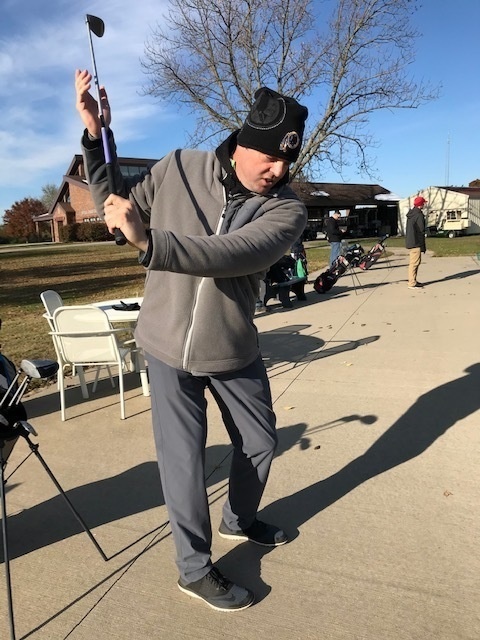 Right before the swing