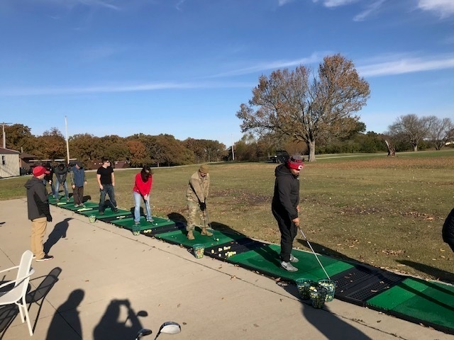 Lined up for golf