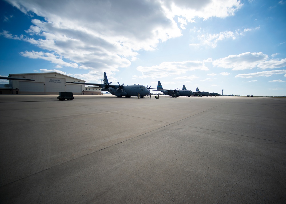 HALF OF C-130H2 FLEET TAKES OFF FROM 166TH AIRLIFT WING