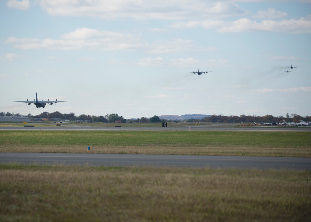 HALF OF C-130H2 FLEET TAKES OFF FROM 166TH AIRLIFT WING