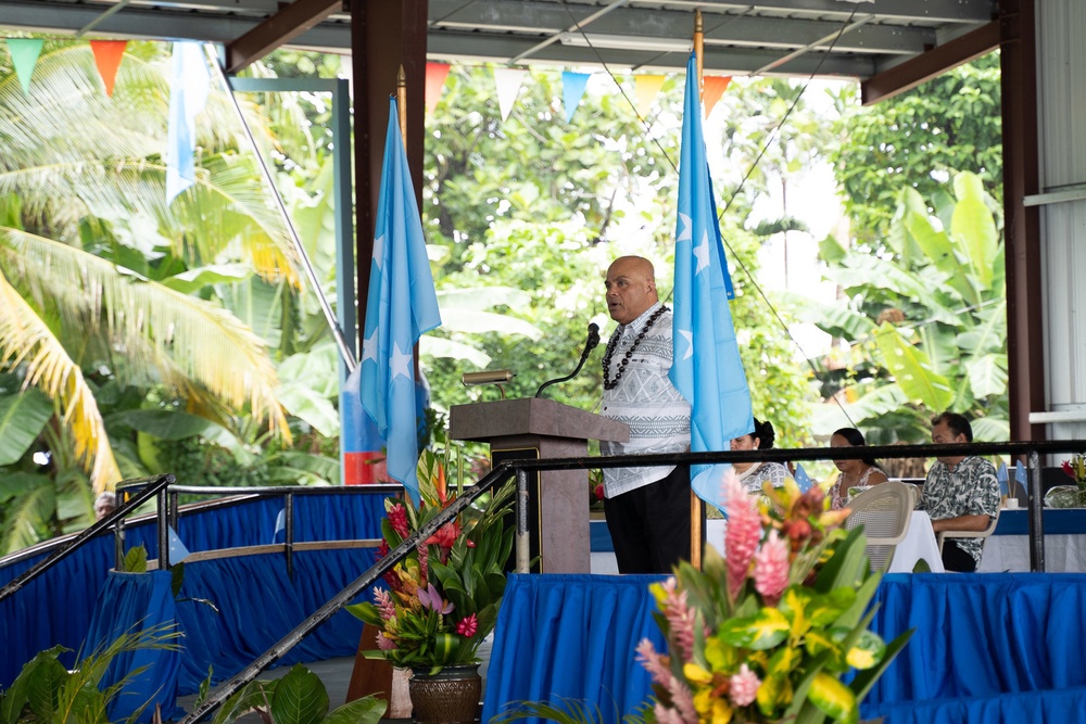 Seabees deployed with Naval Mobile Construction Battalion 5's Detail Pohnpei attend the Federated States of Micronesia Independence Day celebration