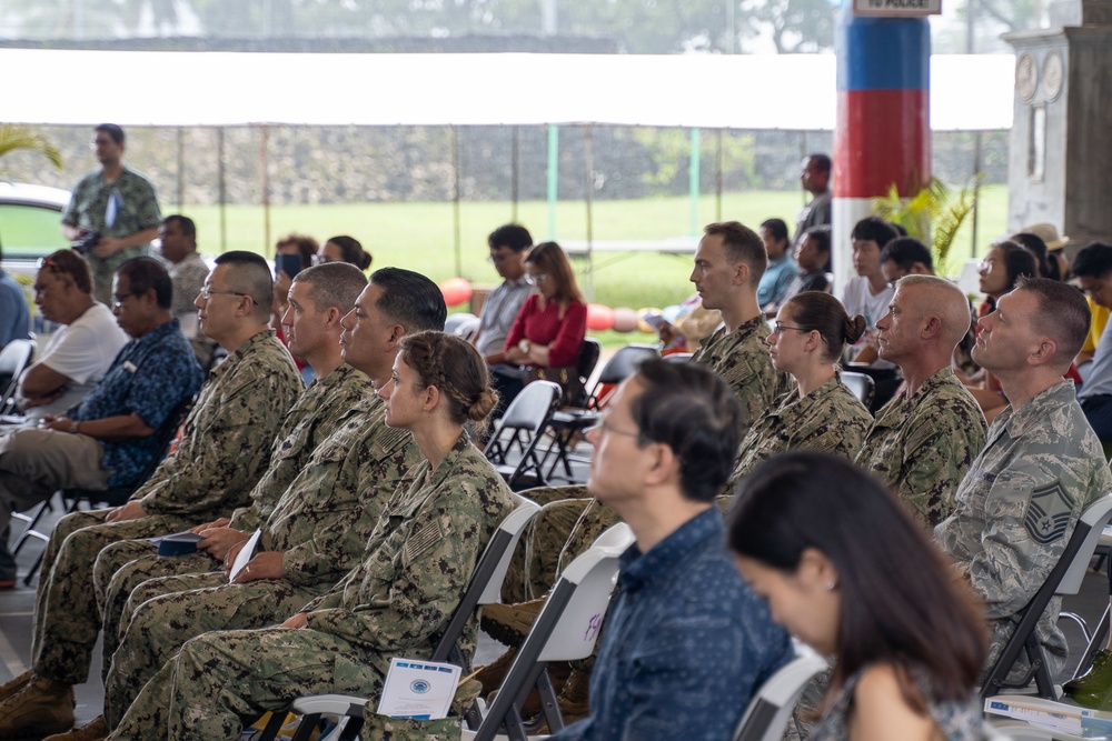 Seabees deployed with Naval Mobile Construction Battalion 5's Detail Pohnpei attend the Federated States of Micronesia Independence Day celebration