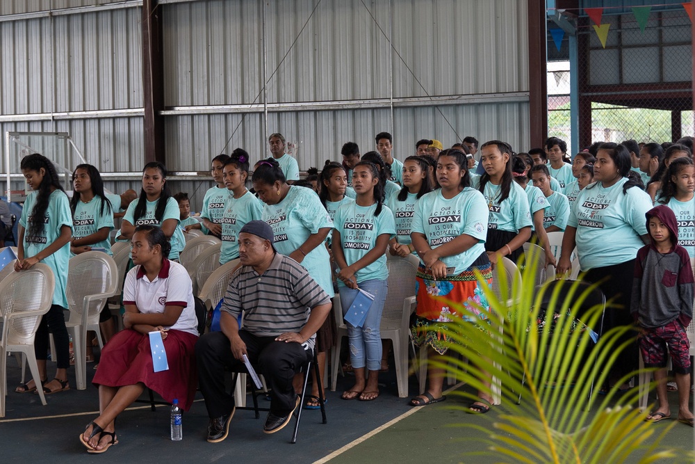 Seabees deployed with Naval Mobile Construction Battalion 5's Detail Pohnpei attend the Federated States of Micronesia Independence Day celebration