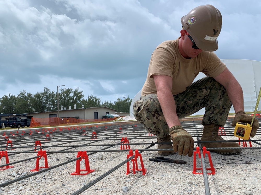 Seabees deployed with NMCB-5's Detachment Diego Garcia start on the first concrete placement in Diego Garcia during the current deployment