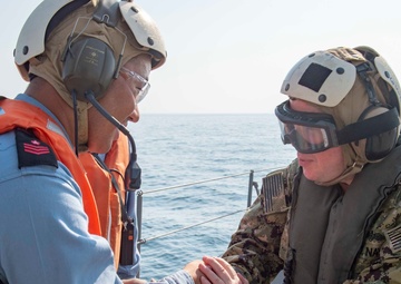 Distinguished Visitors, U.S. Navy Admiral, Embark JS Bungo and RFA Cardigan Bay as part of IMX 19